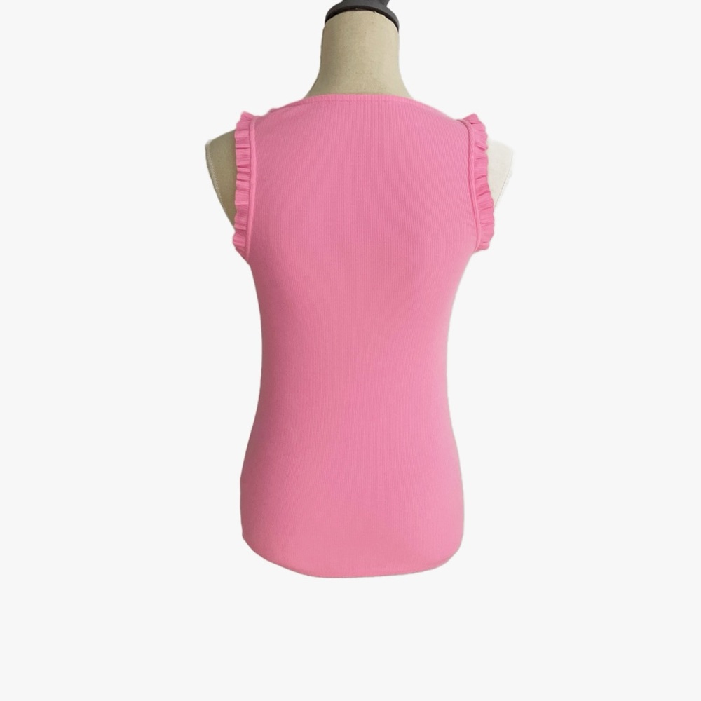 J. Crew Ribbed Ruffle Tank Top Size XS Bubblegum Pink - Picture 3 of 7